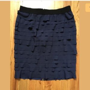 BCBG MAX AZRIA Navy Blue Ruffle Skirt Size Small